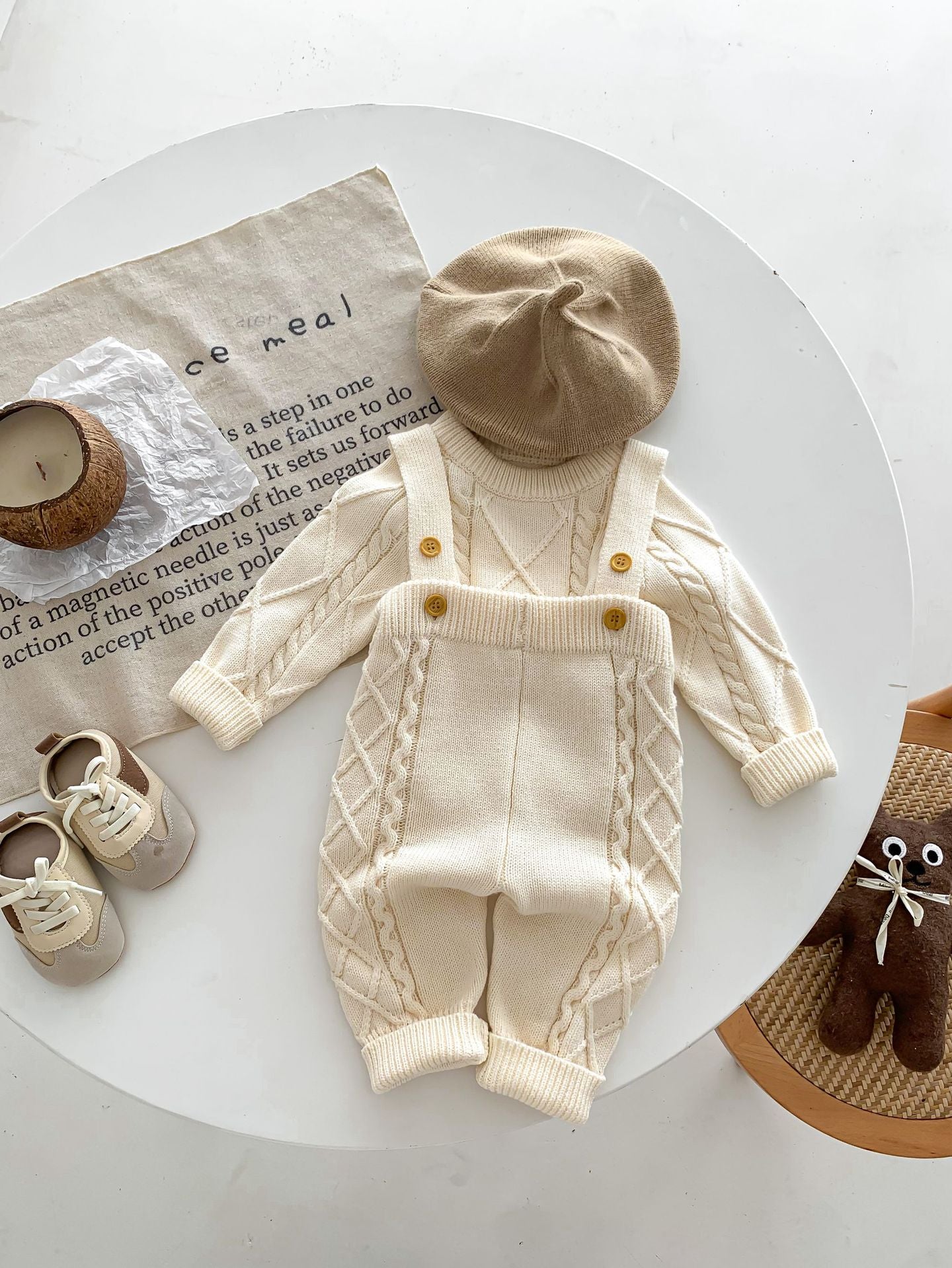 Baby Knit Sweater and Overalls Set